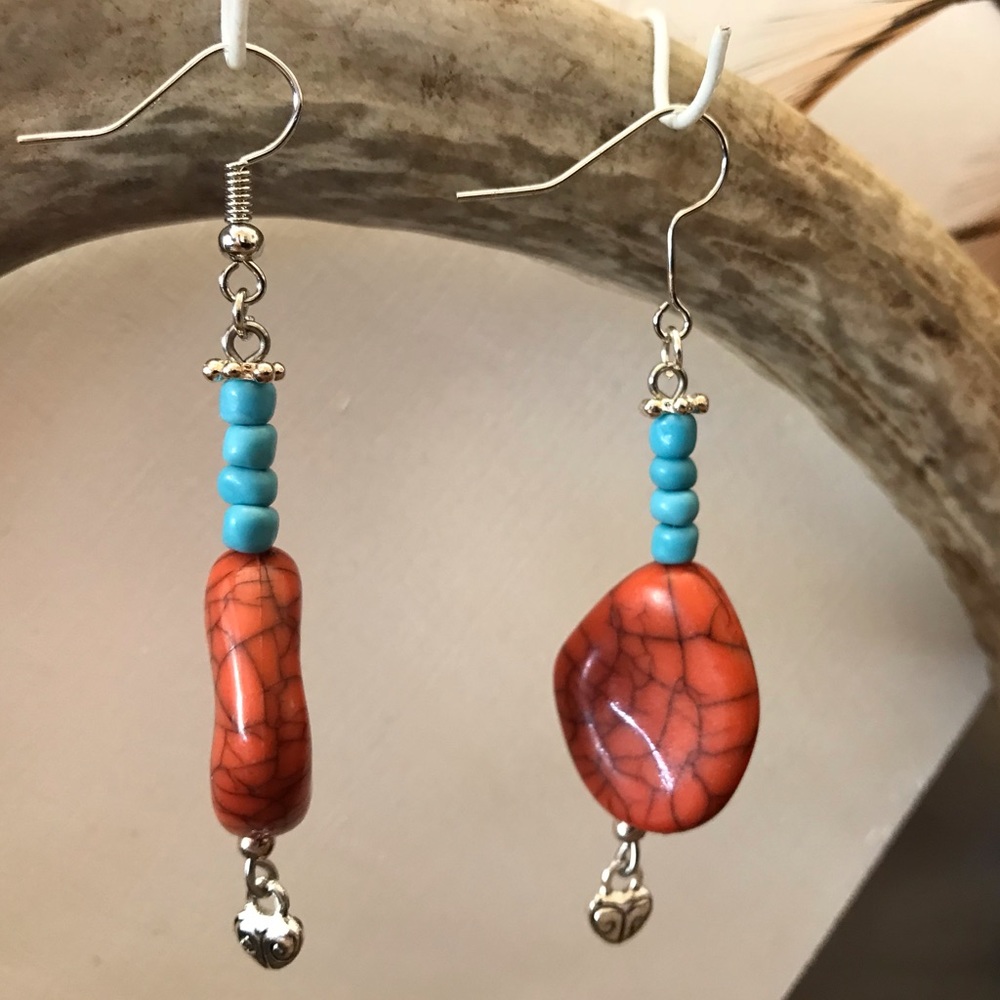 Coral stone earrings